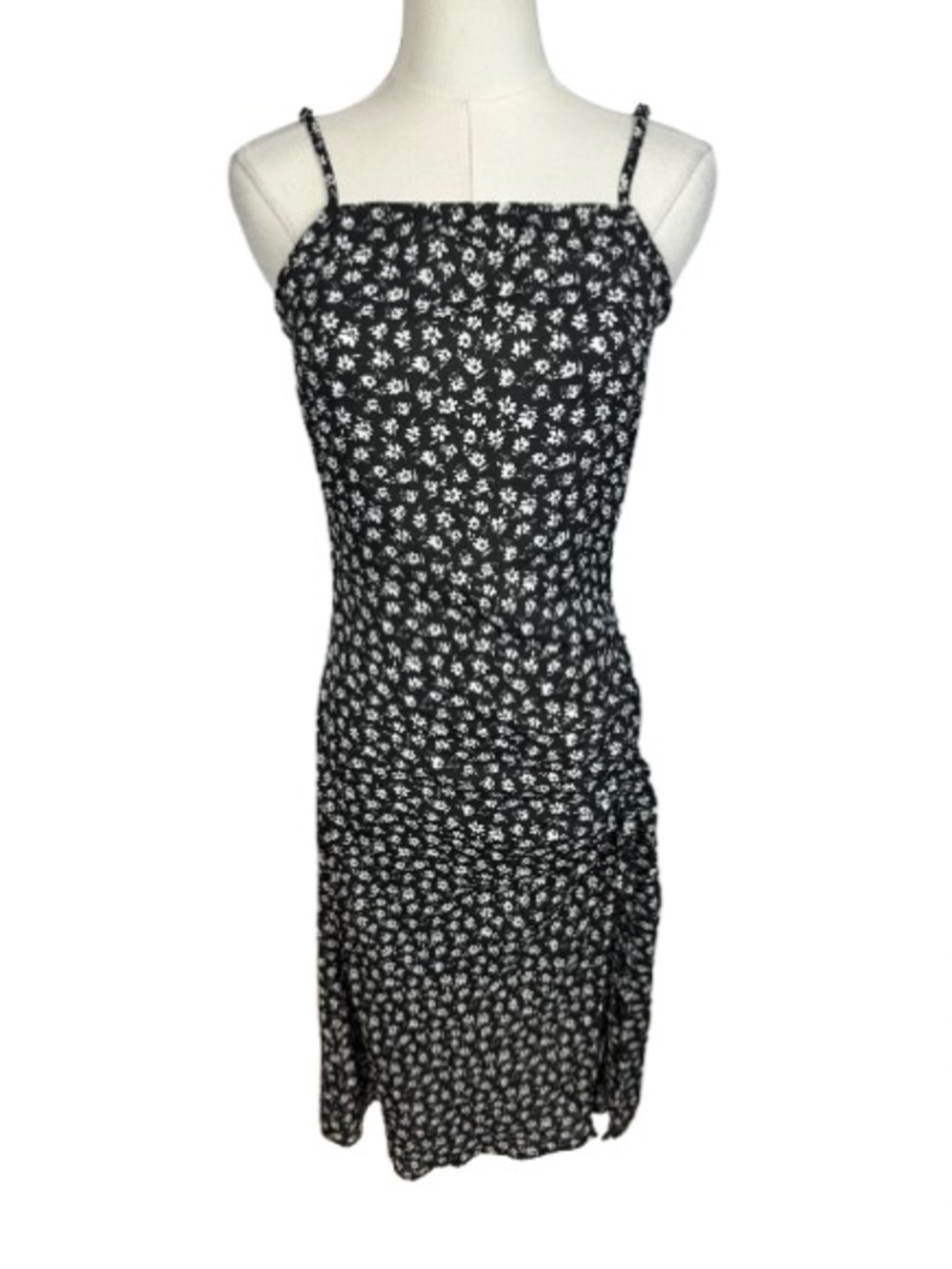 Kendall & Kylie Black Floral Square-Neck Midi Dress